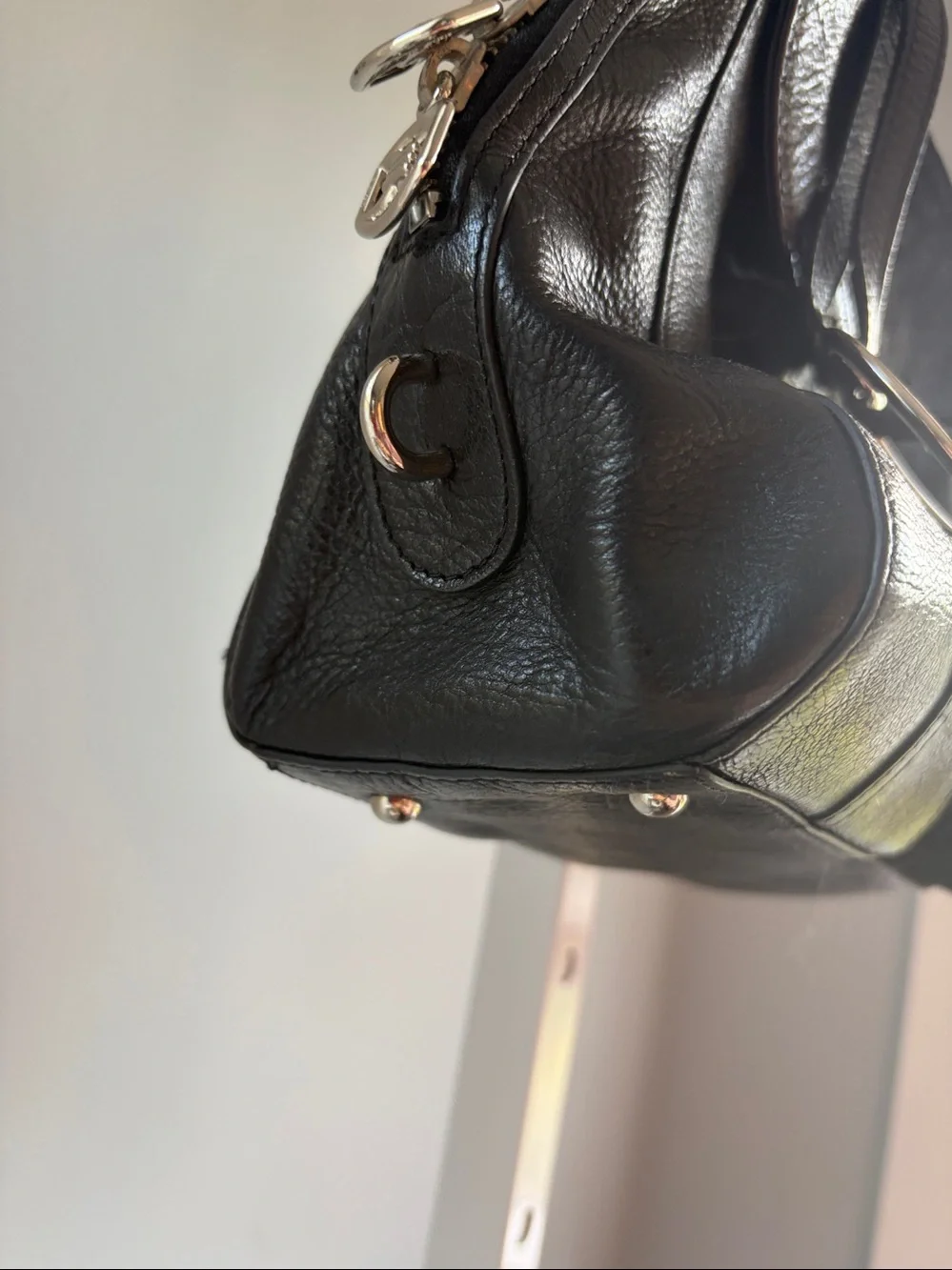 DKNY Y2K Black Leather & Haircalf Shoulder Bag